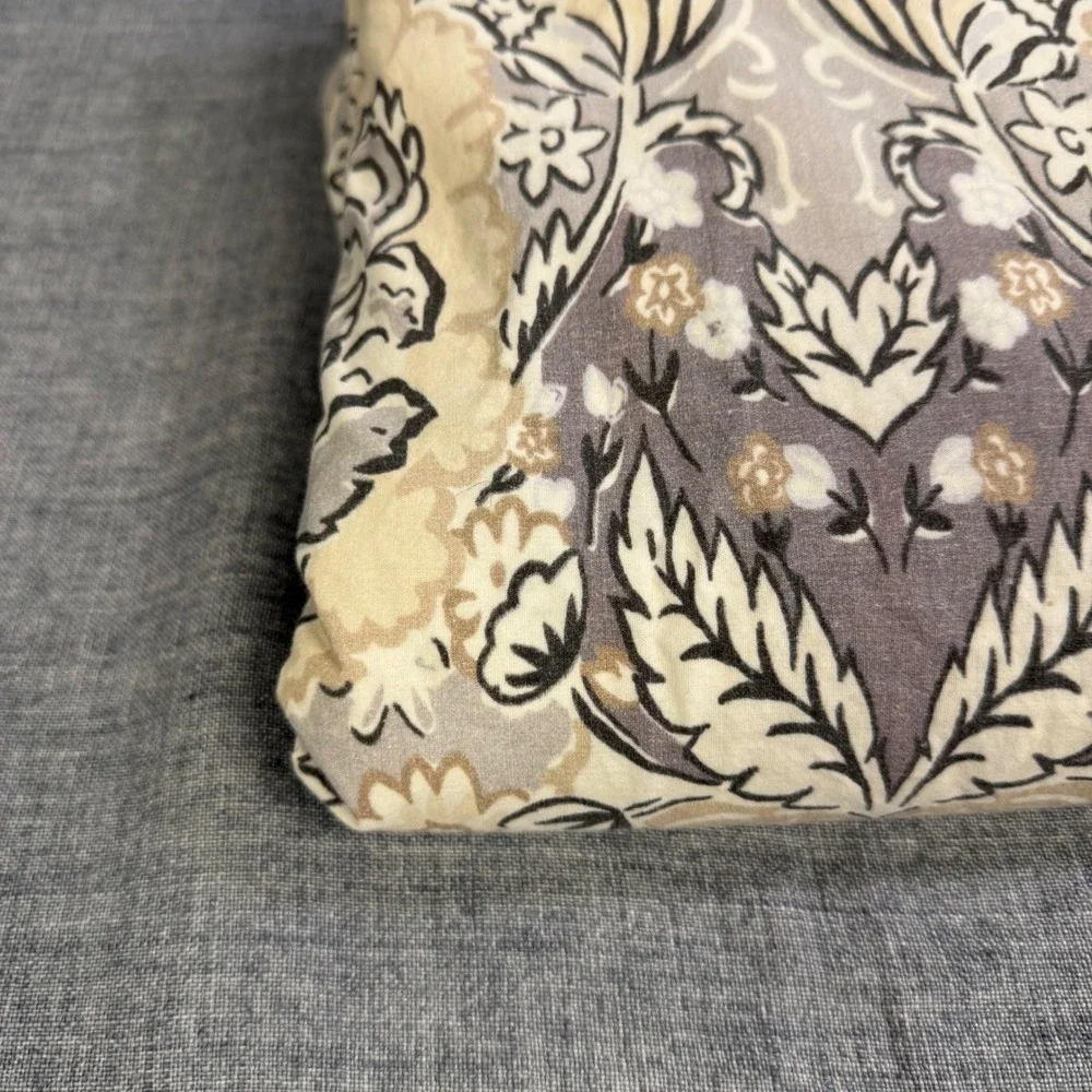 Pottery‎ Barn Celeste Paisley Floral Damask Duvet Cover Full Queen Tan Grey